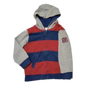 Gymboree London Patch Stripe Fleece Hoodie Size 4/5